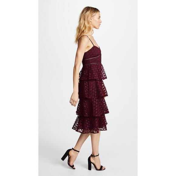Club Monaco Becaw Lace Star Print Tiered Midi Dress - Picture 5 of 11